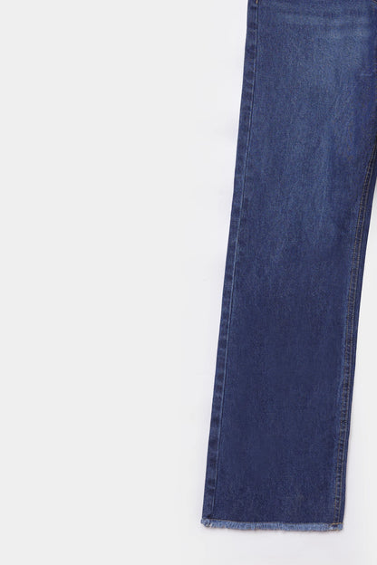Straight Jeans With Raw Hem - Cougar Clothing