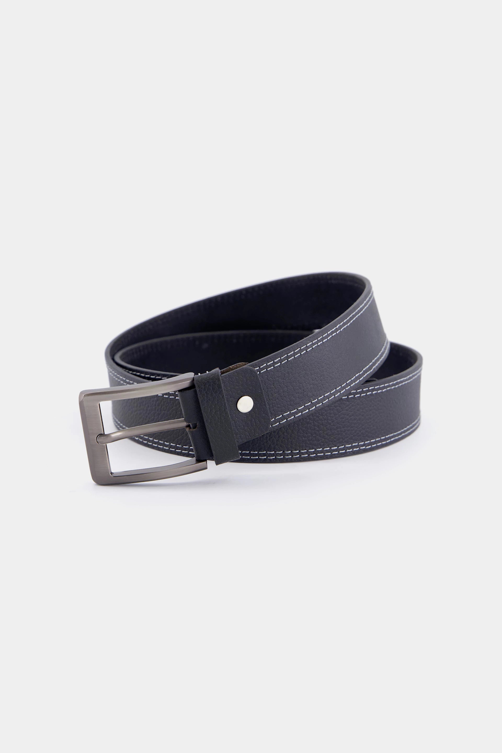 Leather Belt With Rectangular Buckle - Cougar Clothing