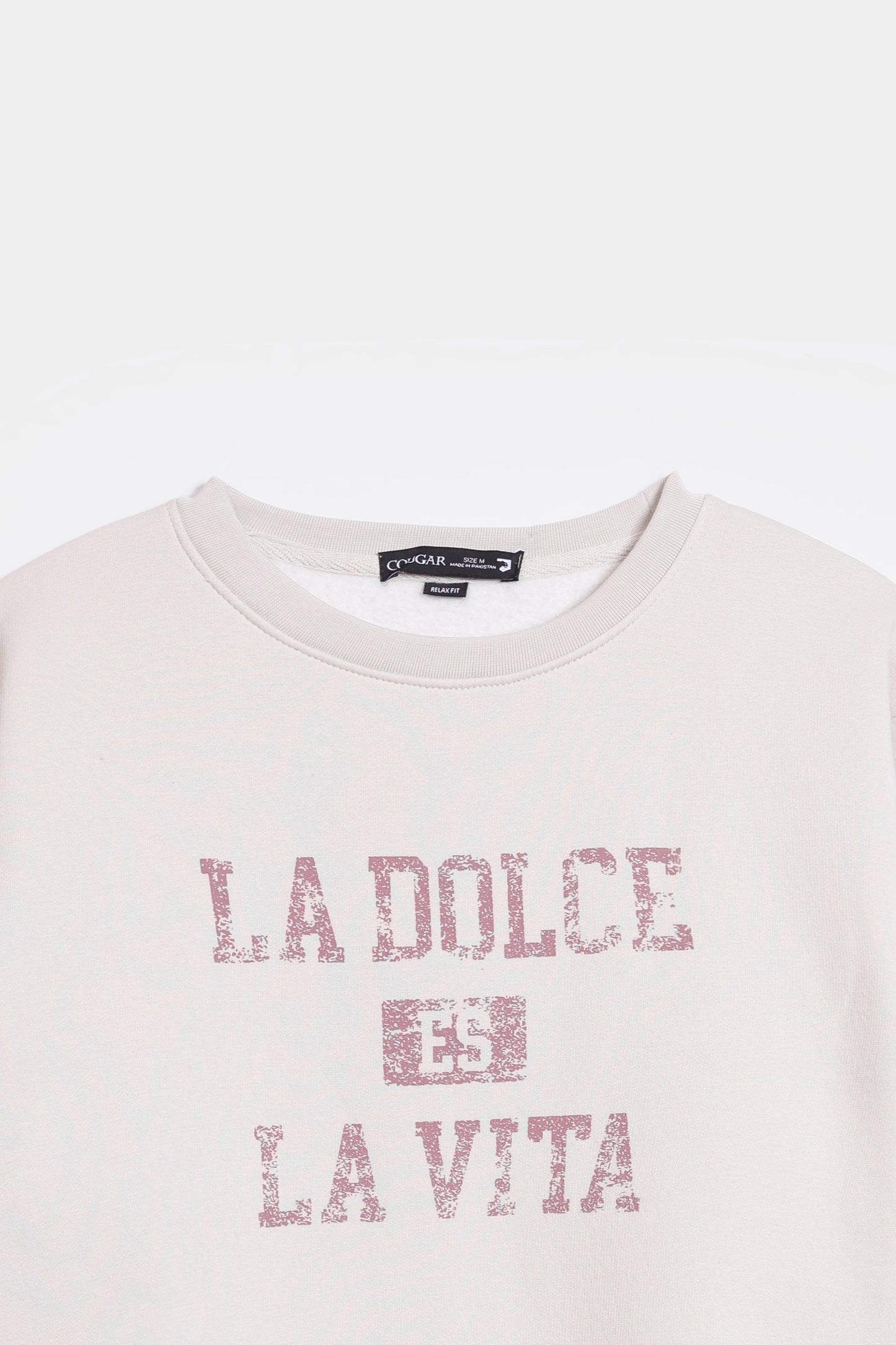 Text Print Fleece Sweatshirt - Cougar Clothing