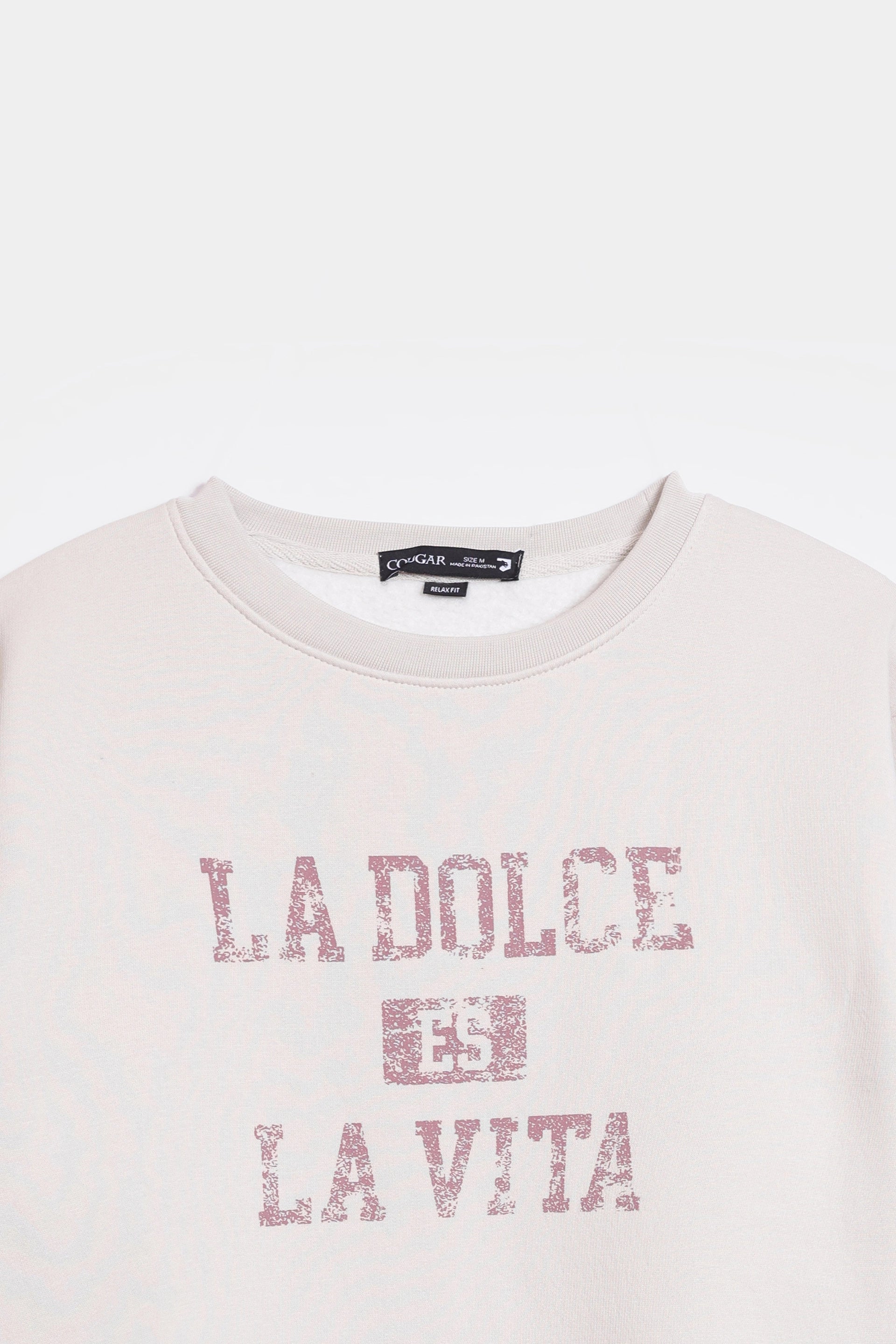 Text Print Fleece Sweatshirt - Cougar Clothing