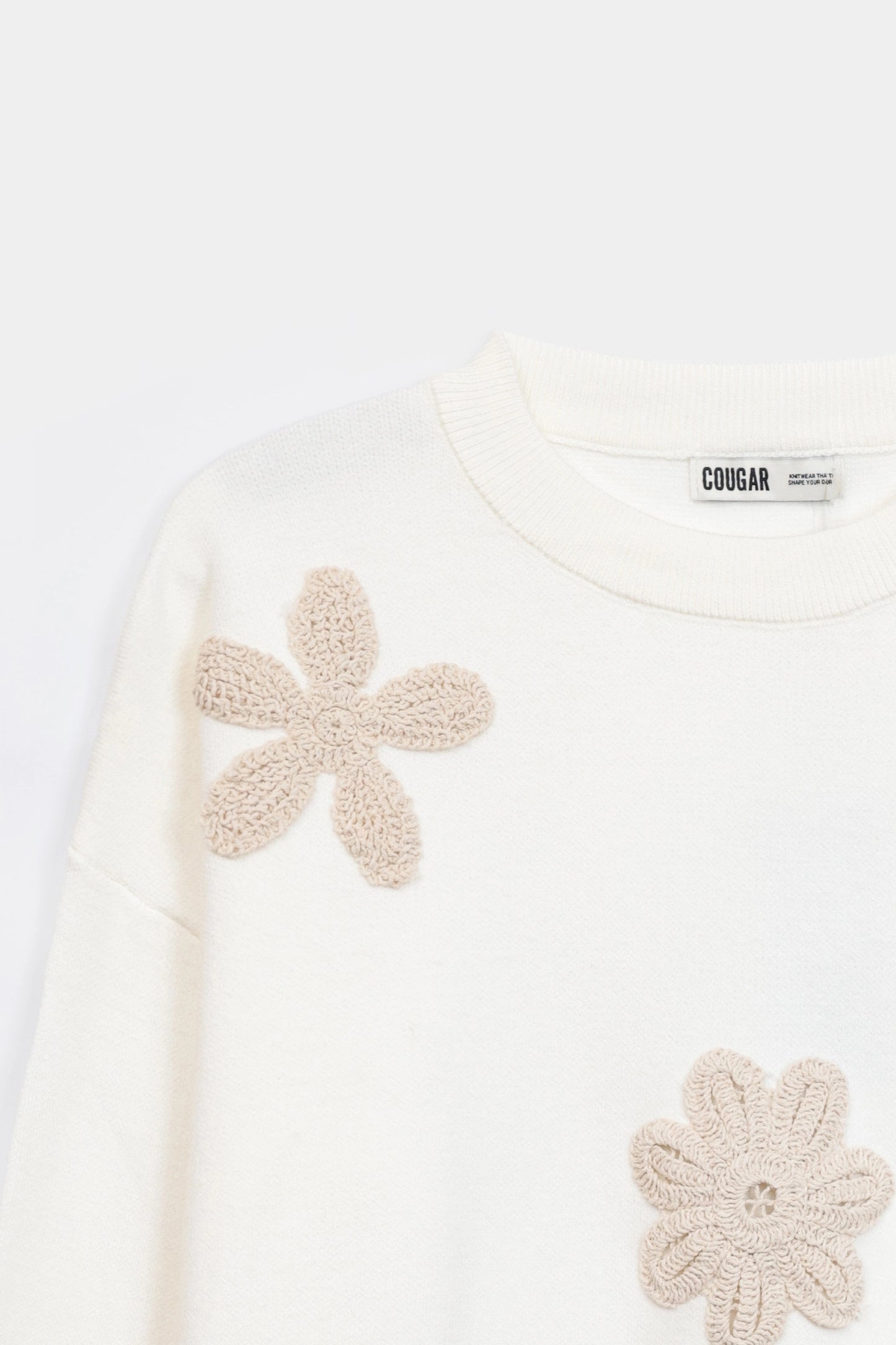 Embroidered Floral Knit Sweater - Cougar Clothing