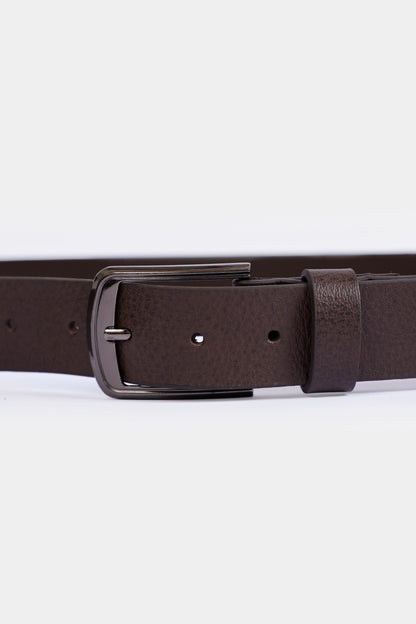 Leather Belt With Silver Buckle - Cougar Clothing