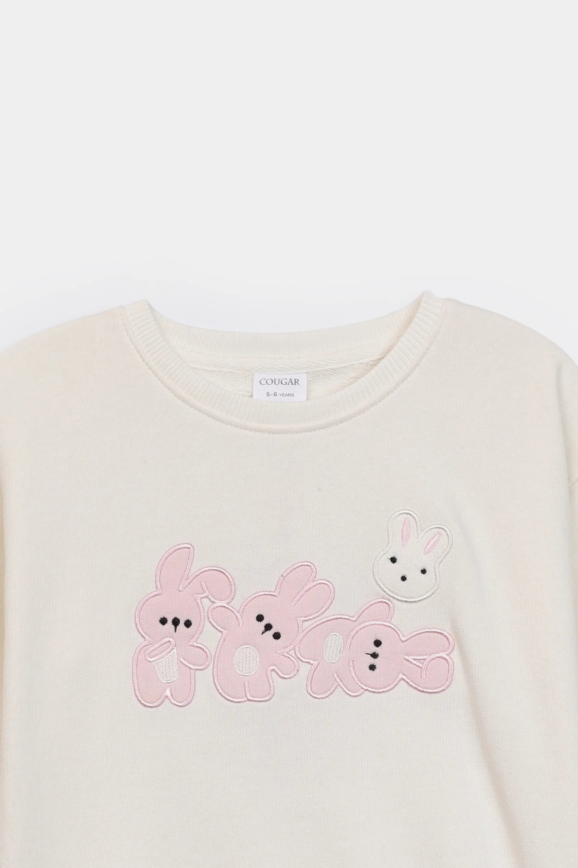 Terry Sweatshirt With Bunny Appliques - Cougar Clothing