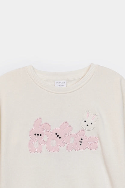 Terry Sweatshirt With Bunny Appliques - Cougar Clothing