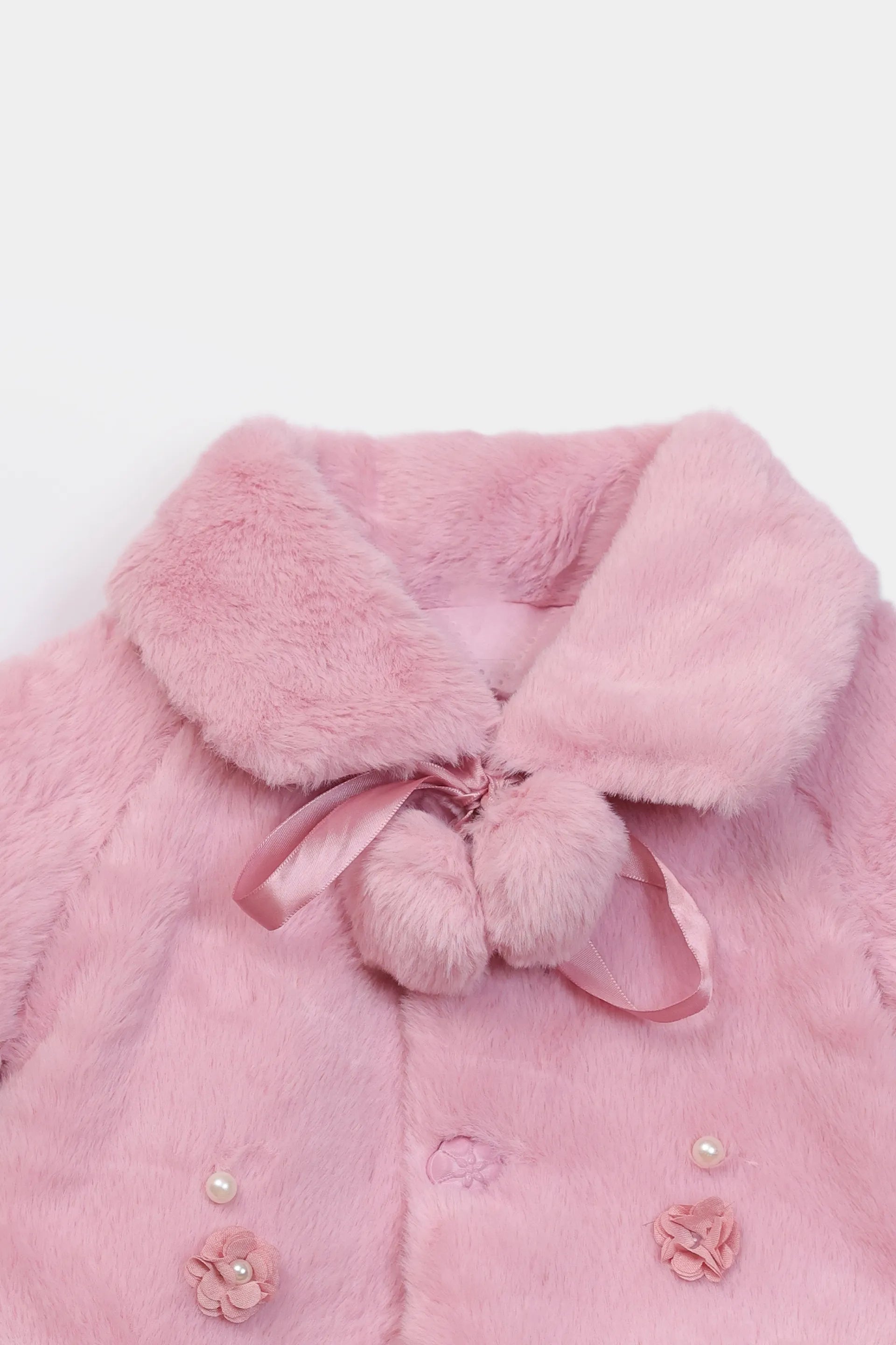 Floral Adorned Plush Jacket - Cougar Clothing