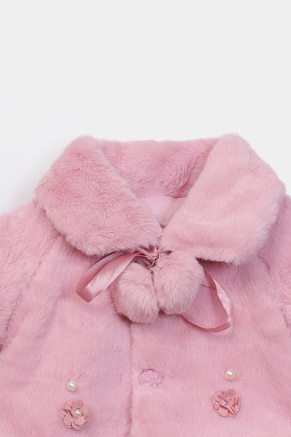 Floral Adorned Plush Jacket - Cougar Clothing