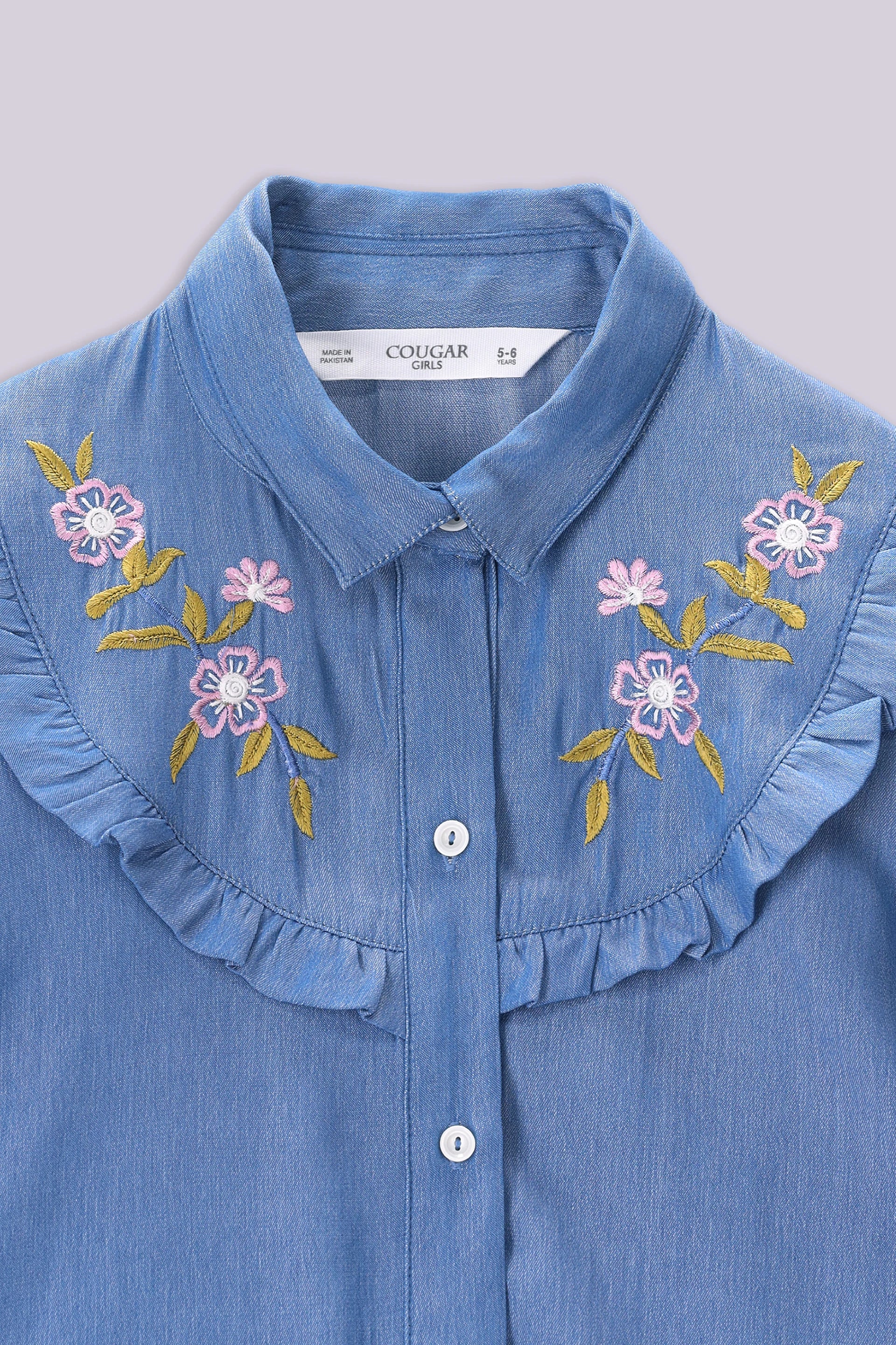 Embroidered Chambray Button-Down - Cougar Clothing