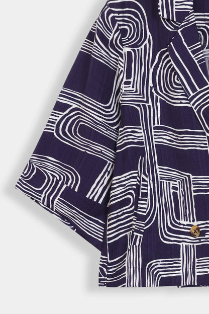 Abstract Printed Blazer Top - Cougar Clothing
