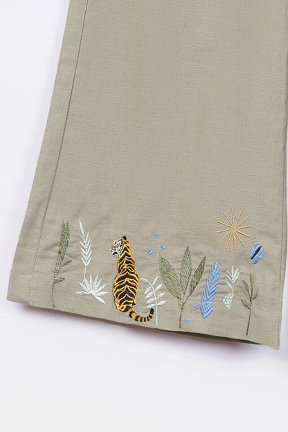 Embroidered Irish Cotton Trousers - Cougar Clothing