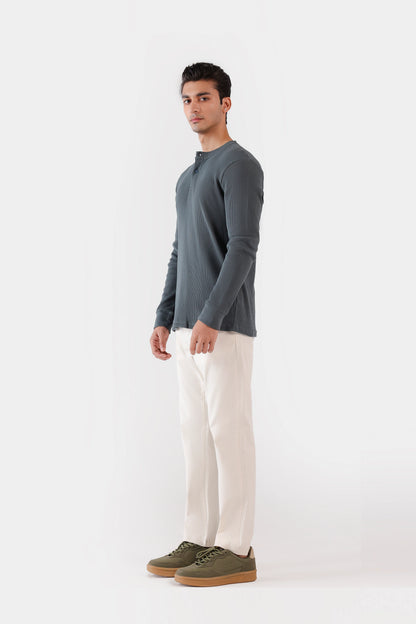Waffle Knit Henley T-Shirt - Cougar Clothing