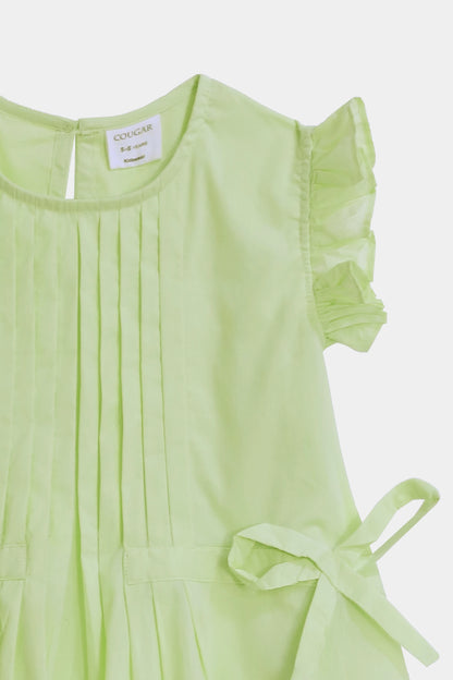 Pleated Dress With Bowknots - Cougar Clothing
