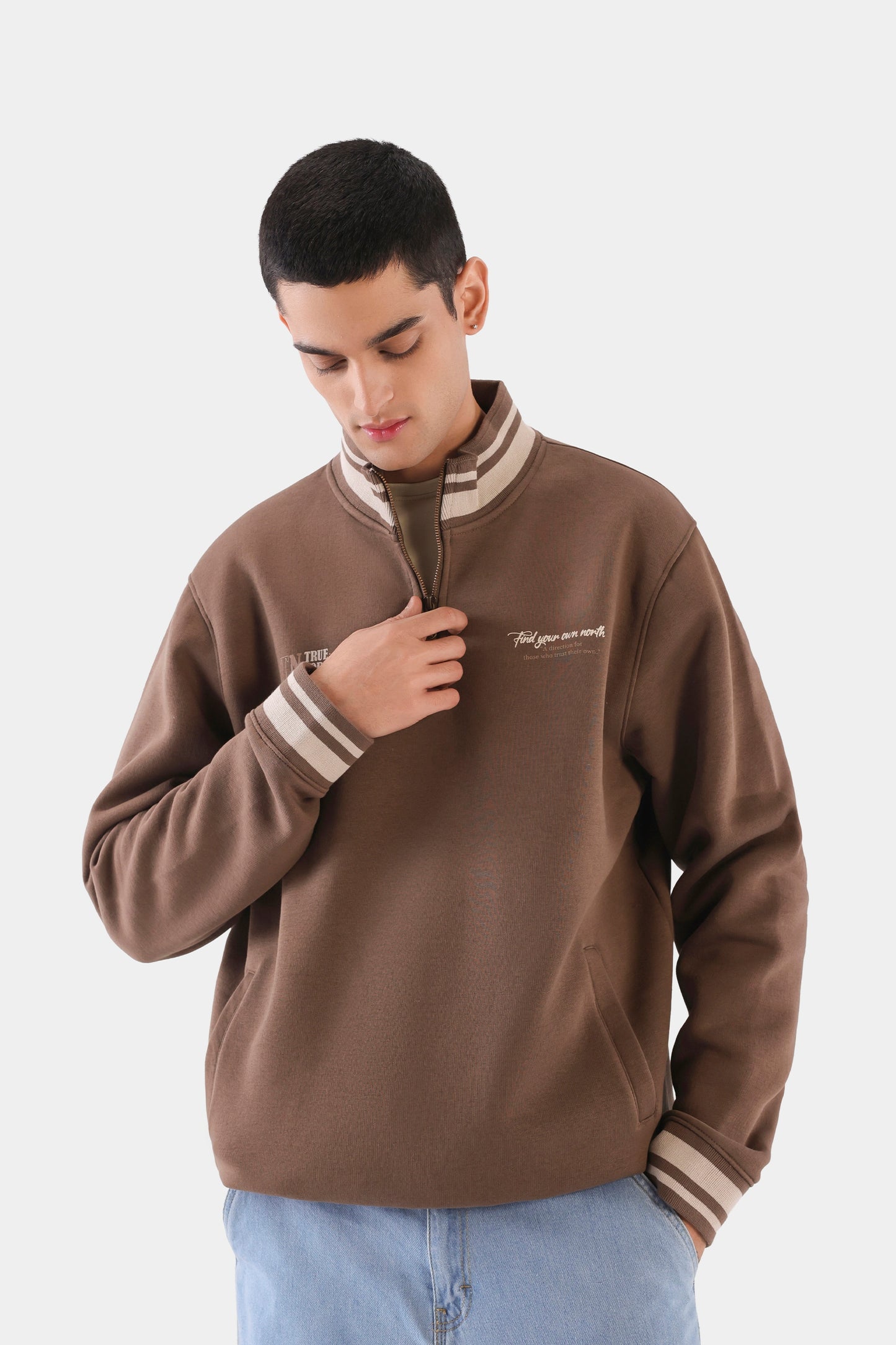 Striped Trimmed Sweatshirt - Cougar Clothing