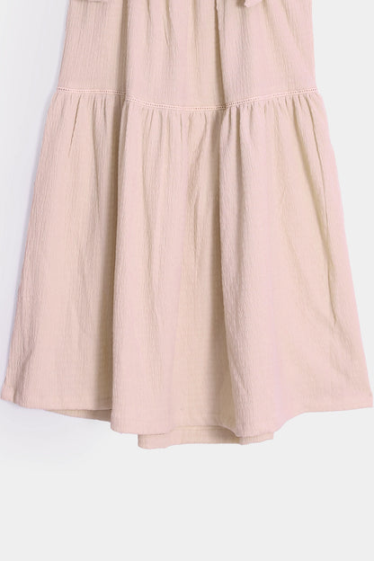 Textured Dress With Bowknots - Cougar Clothing