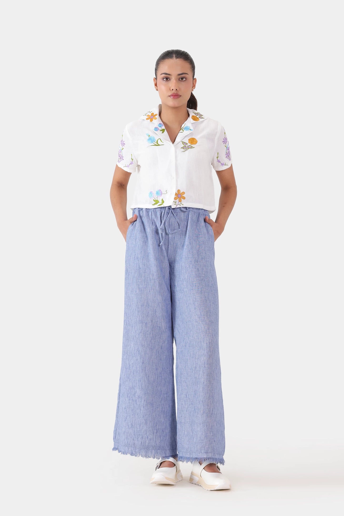 Frayed-Hem Drawstring Trousers - Cougar Clothing