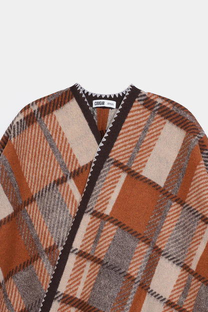 Checkered Knit Cape Shawl - Cougar Clothing