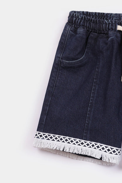 Laced Denim Shorts - Cougar Clothing