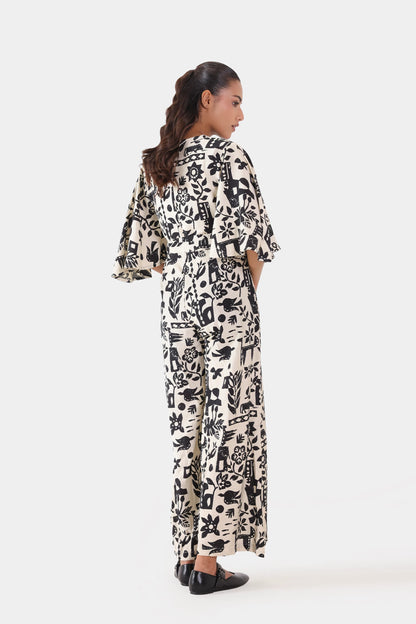 Abstract Tie-Waist Jumpsuit - Cougar Clothing