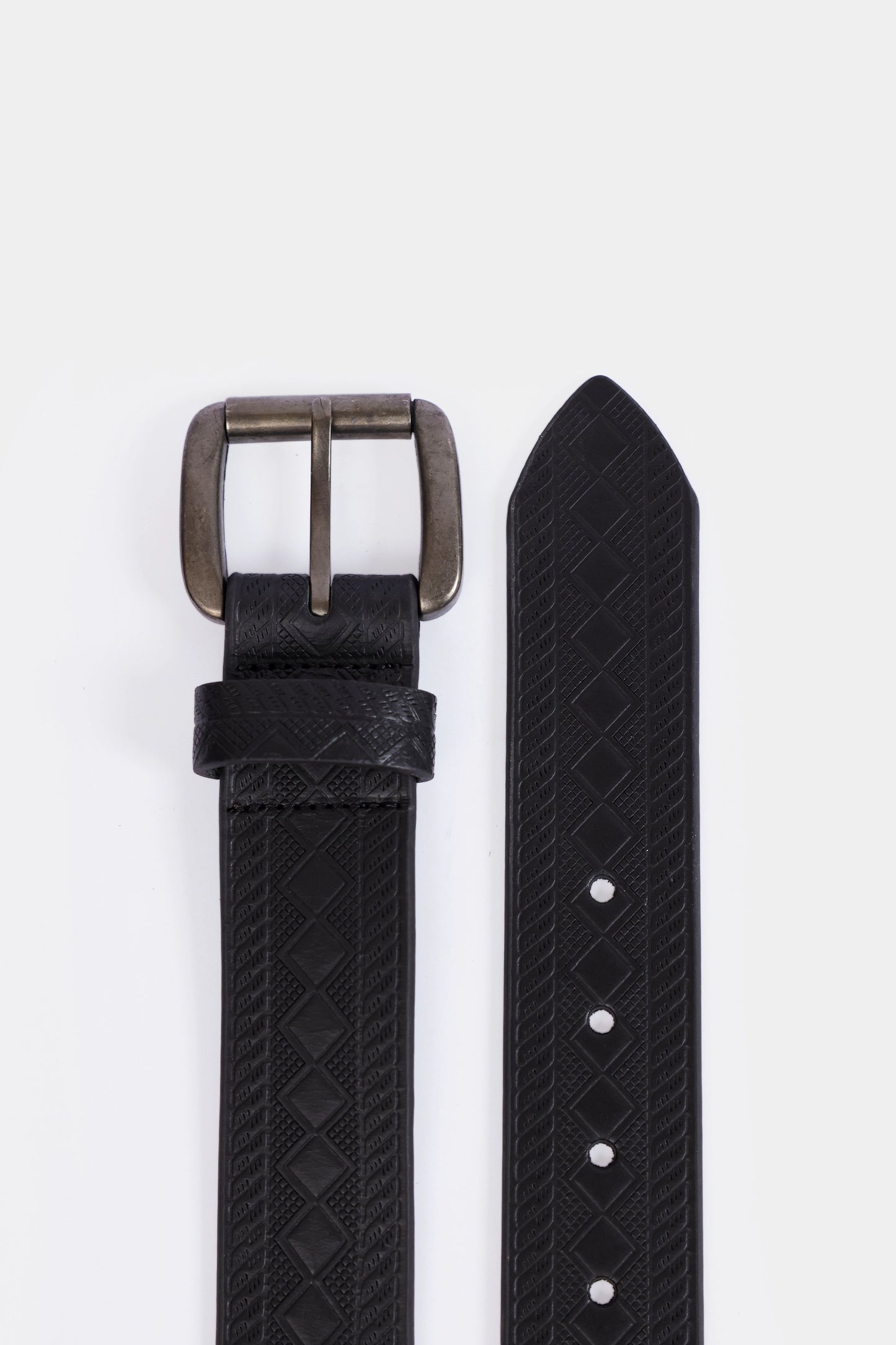 Leather Belt With Geomatrical Pattern - Cougar Clothing