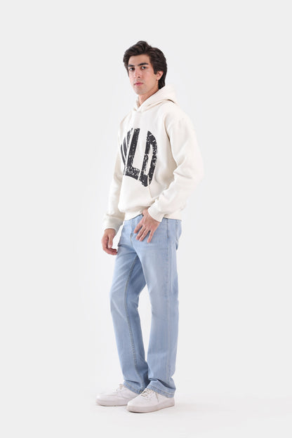 Text Print Fleece Hoodie - Cougar Clothing