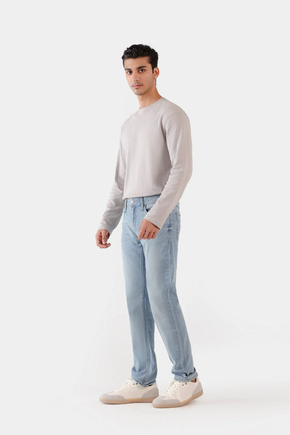 Slim Fit Jeans With Whiskers - Cougar Clothing