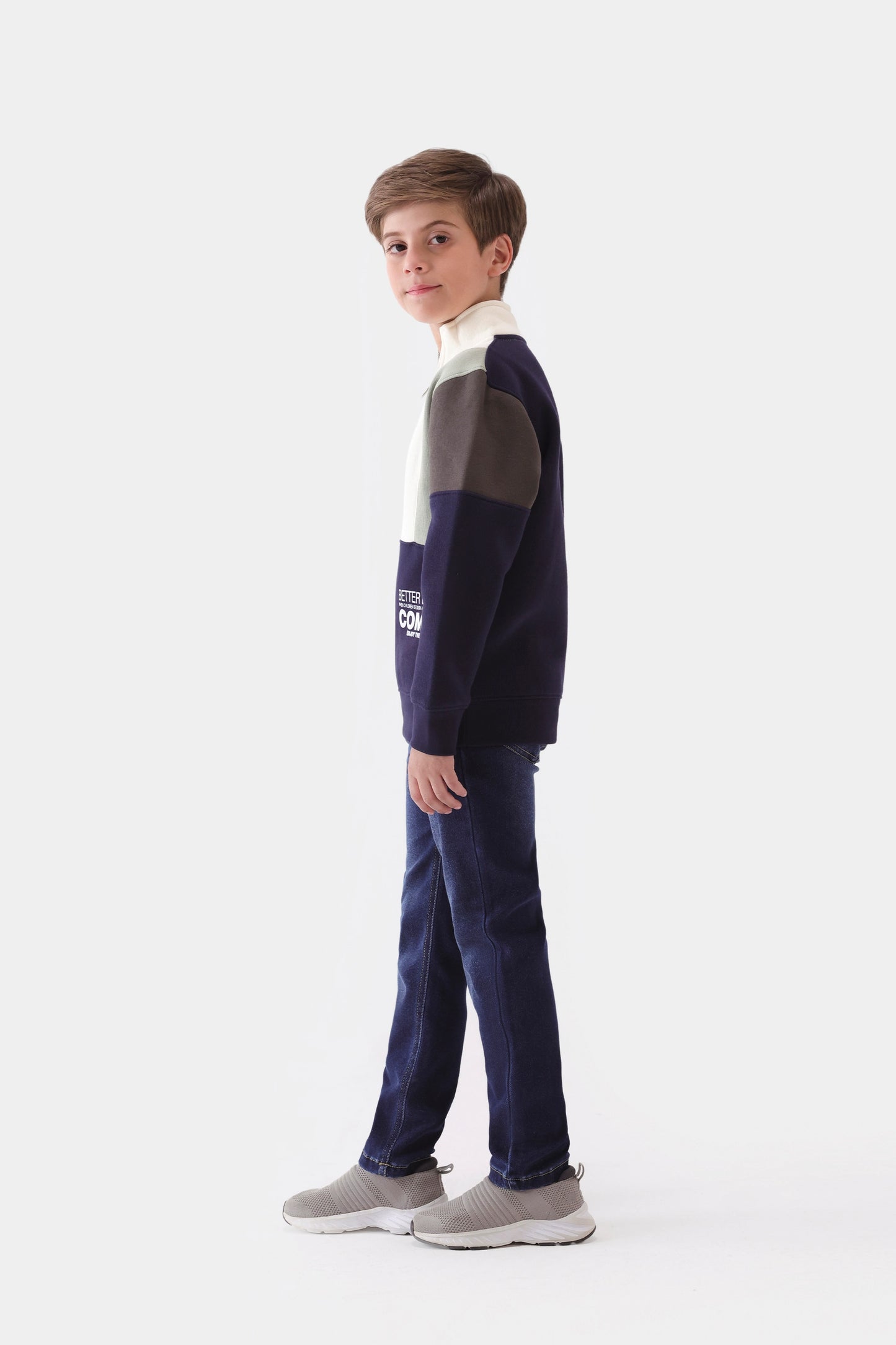 Mock Neck Color Block Sweatshirt - Cougar Clothing