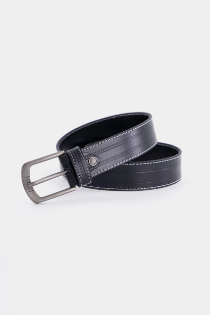 Leather Belt With Contrast Top Stitches - Cougar Clothing