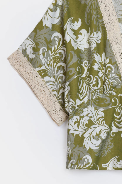 Lace-Trimmed Printed Top - Cougar Clothing