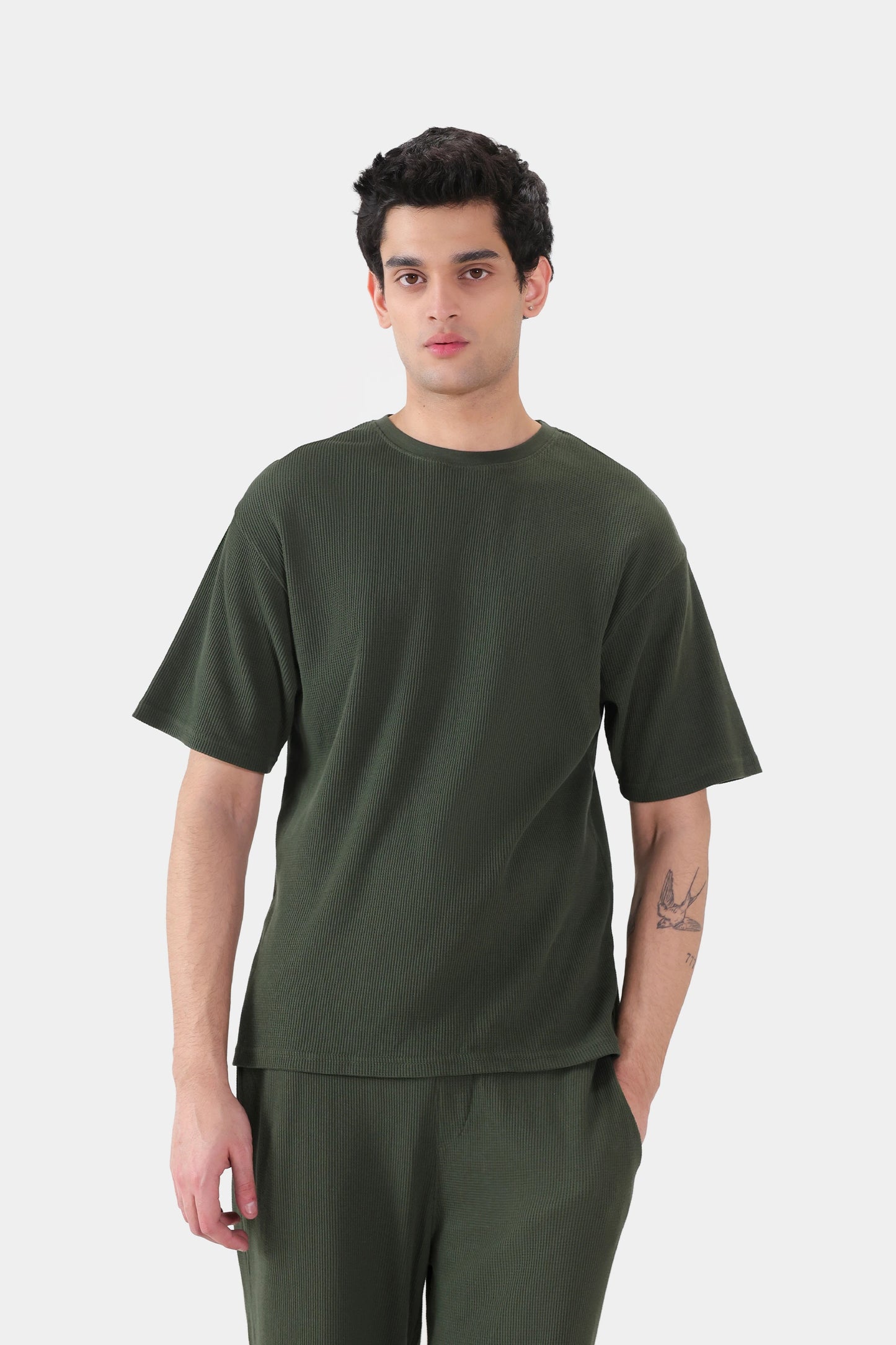 Relaxed Waffle Knit T-Shirt - Cougar Clothing