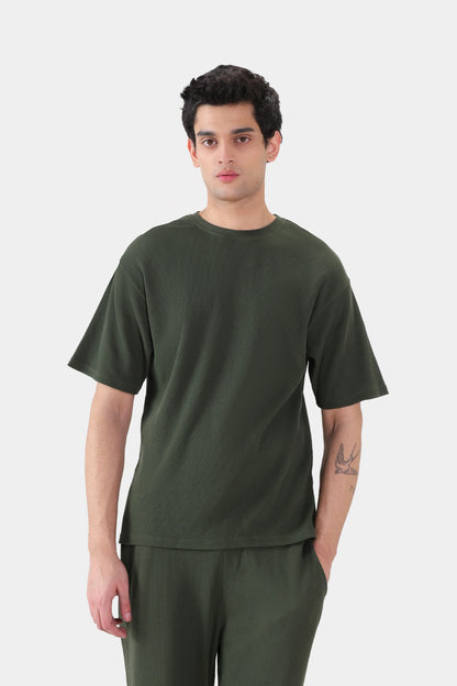 Relaxed Waffle Knit T-Shirt - Cougar Clothing