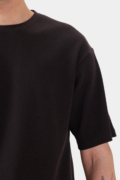 Relaxed Waffle Knit T-Shirt - Cougar Clothing