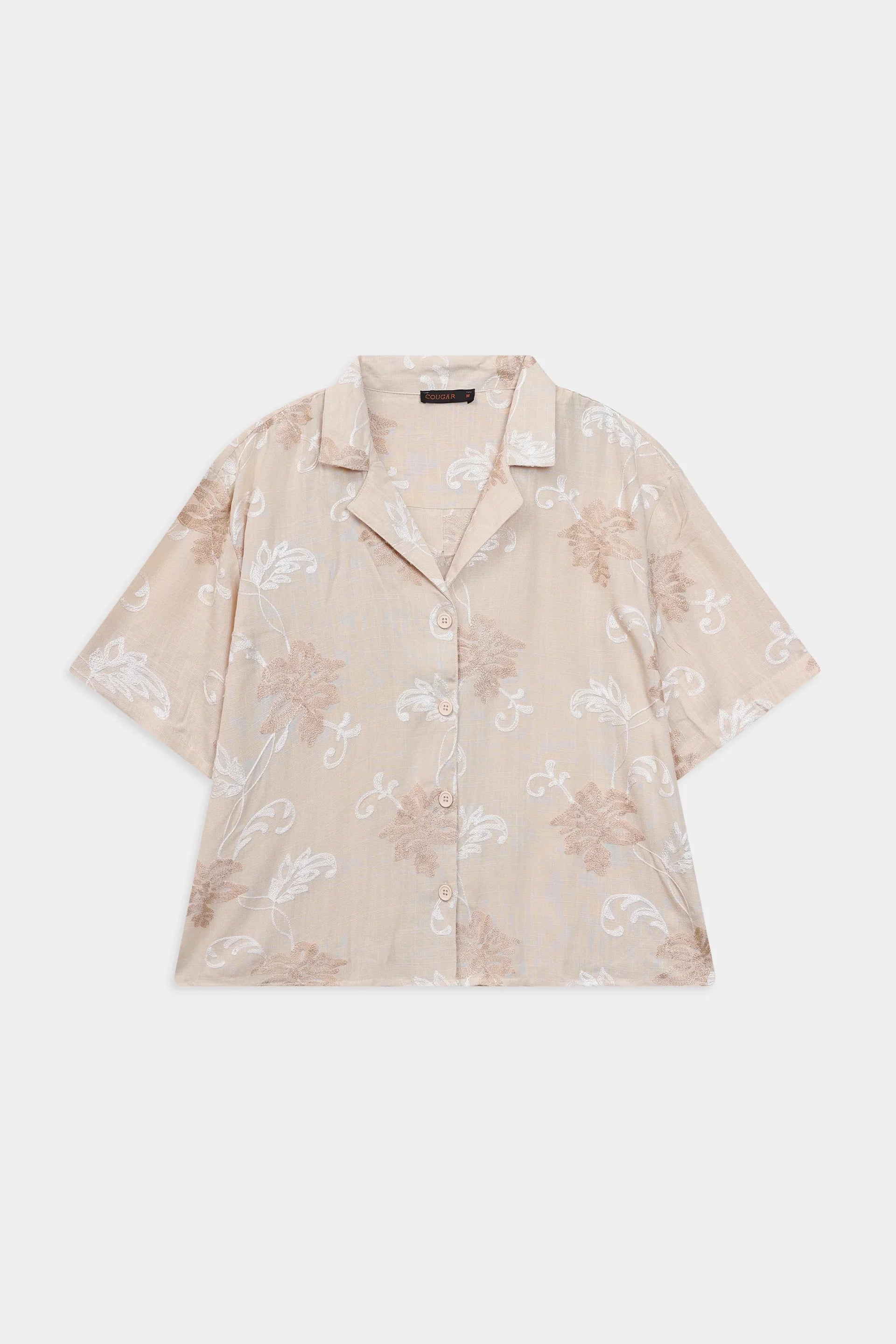 Schiffli Embroidered Resort Shirt - Cougar Clothing