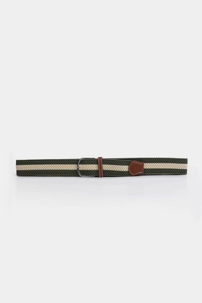 Braided Canvas Belt With Leather Trim - Cougar Clothing