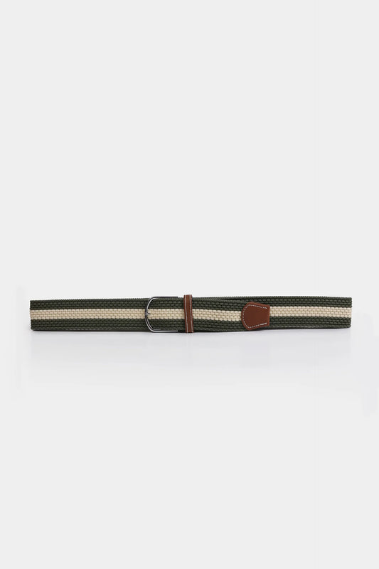Braided Canvas Belt With Leather Trim - Cougar Clothing