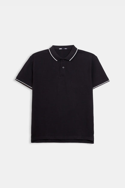 Popcorn Knit Polo With Tipping - Cougar Clothing