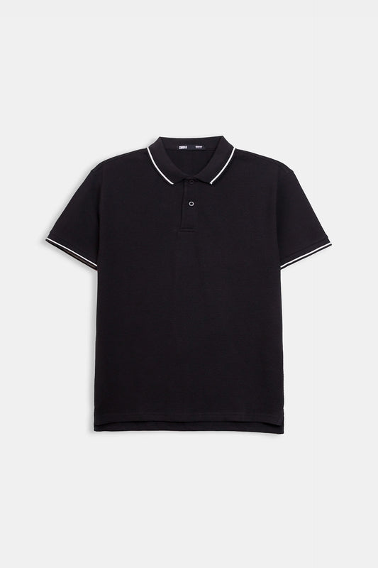 Popcorn Knit Polo With Tipping - Cougar Clothing