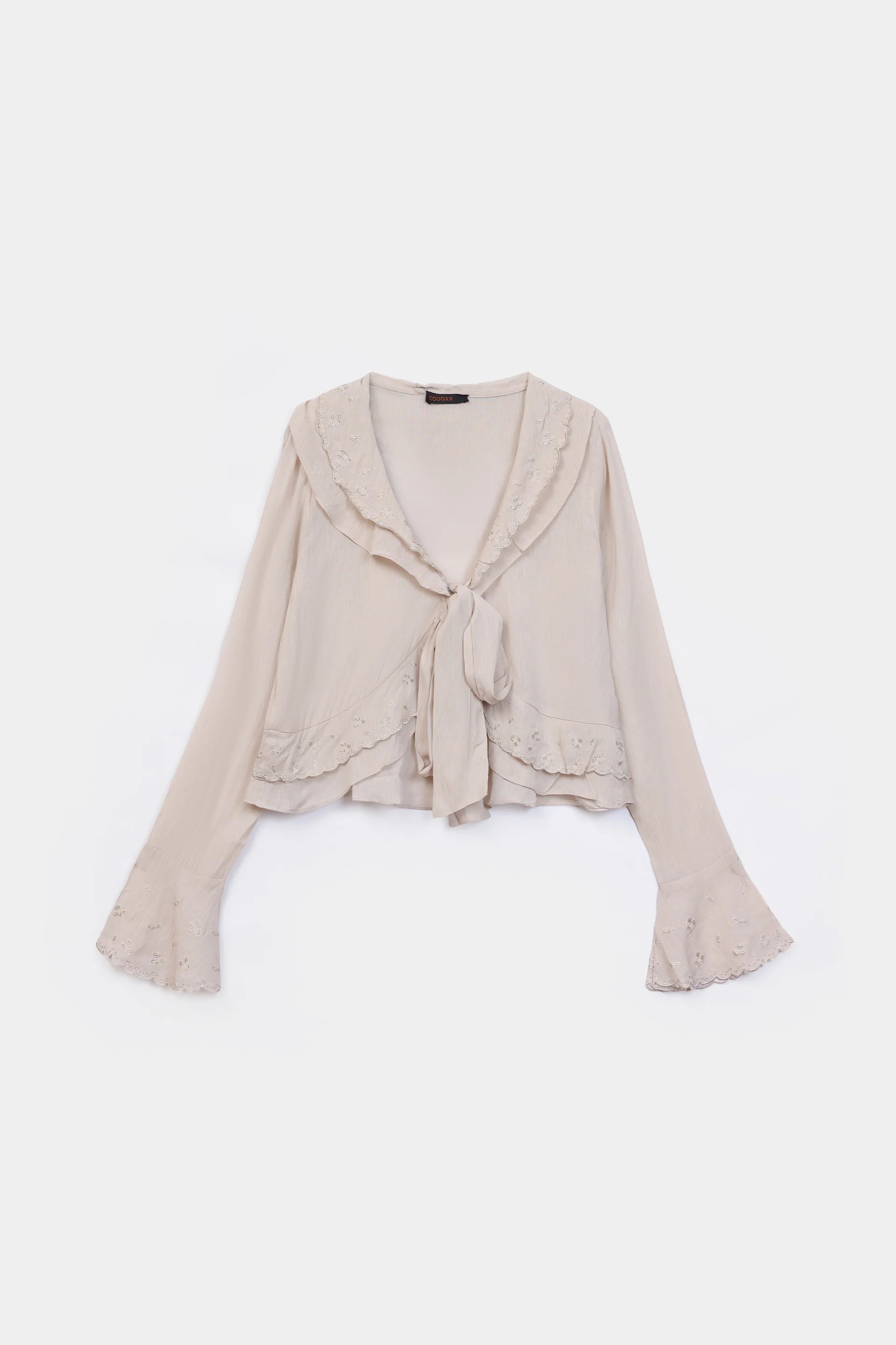 Ruffled Embroidered Blouse - Cougar Clothing