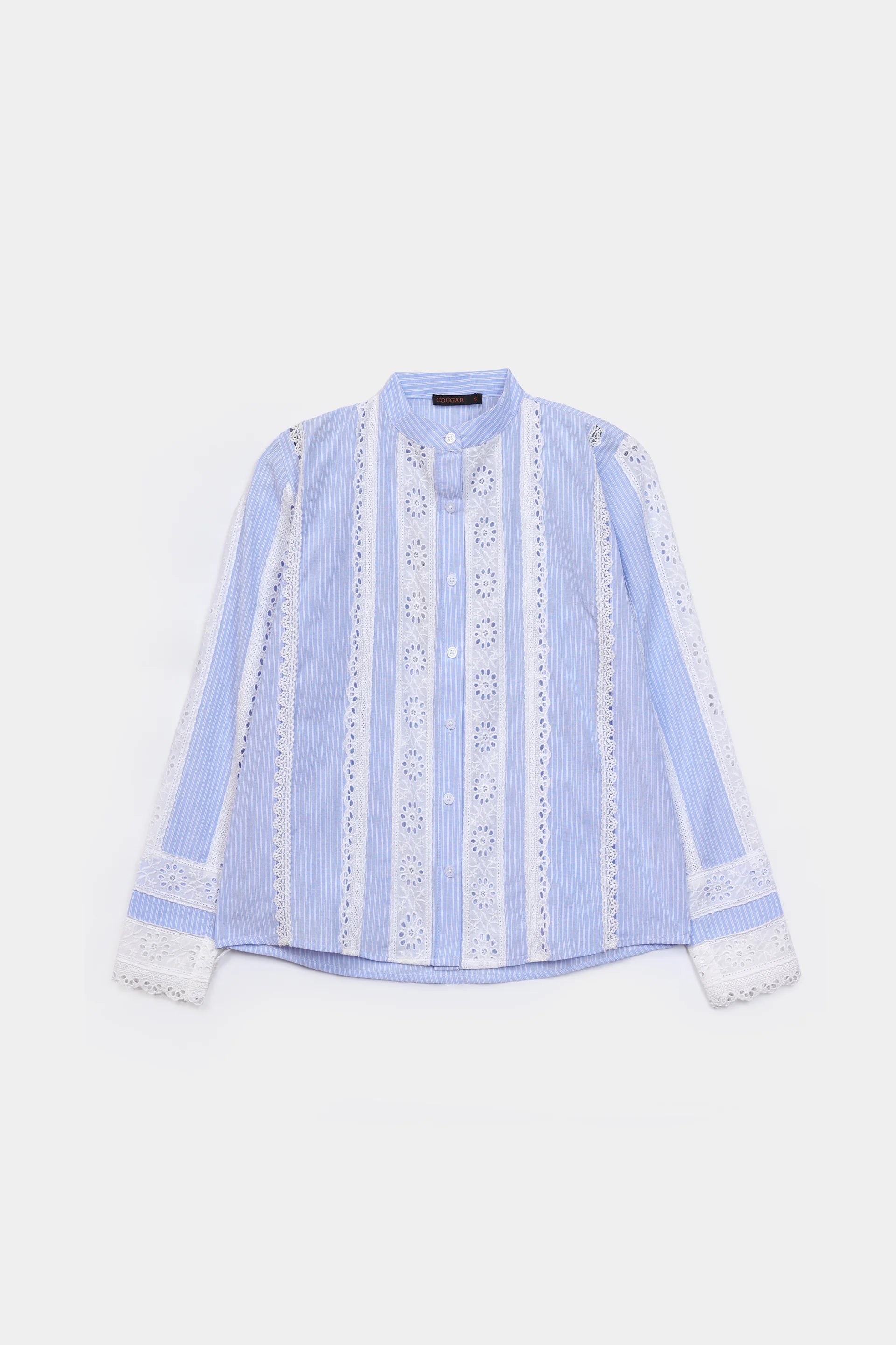Striped Lace-Detailed Top - Cougar Clothing