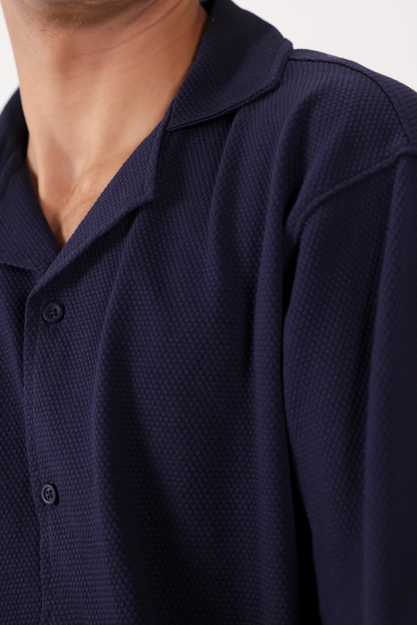 Popcorn Knit Boxy Shirt - Cougar Clothing