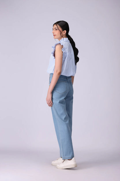 Button-Front Frilled Top - Cougar Clothing