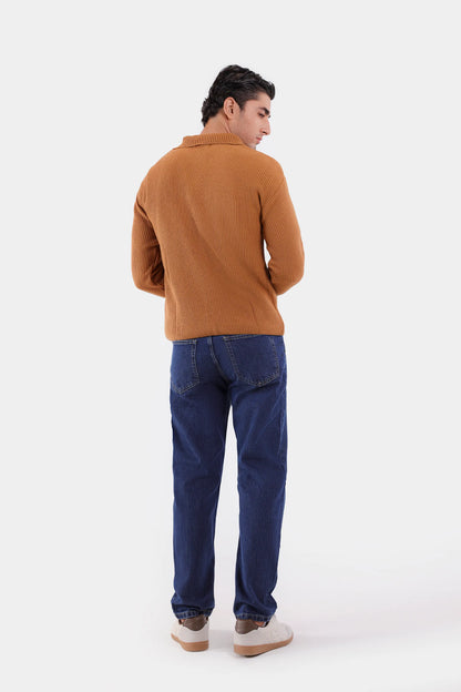 Johnny Collar Purl Knit Sweater - Cougar Clothing