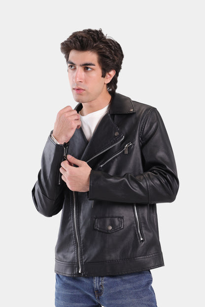 Faux Leather Biker Jacket - Cougar Clothing
