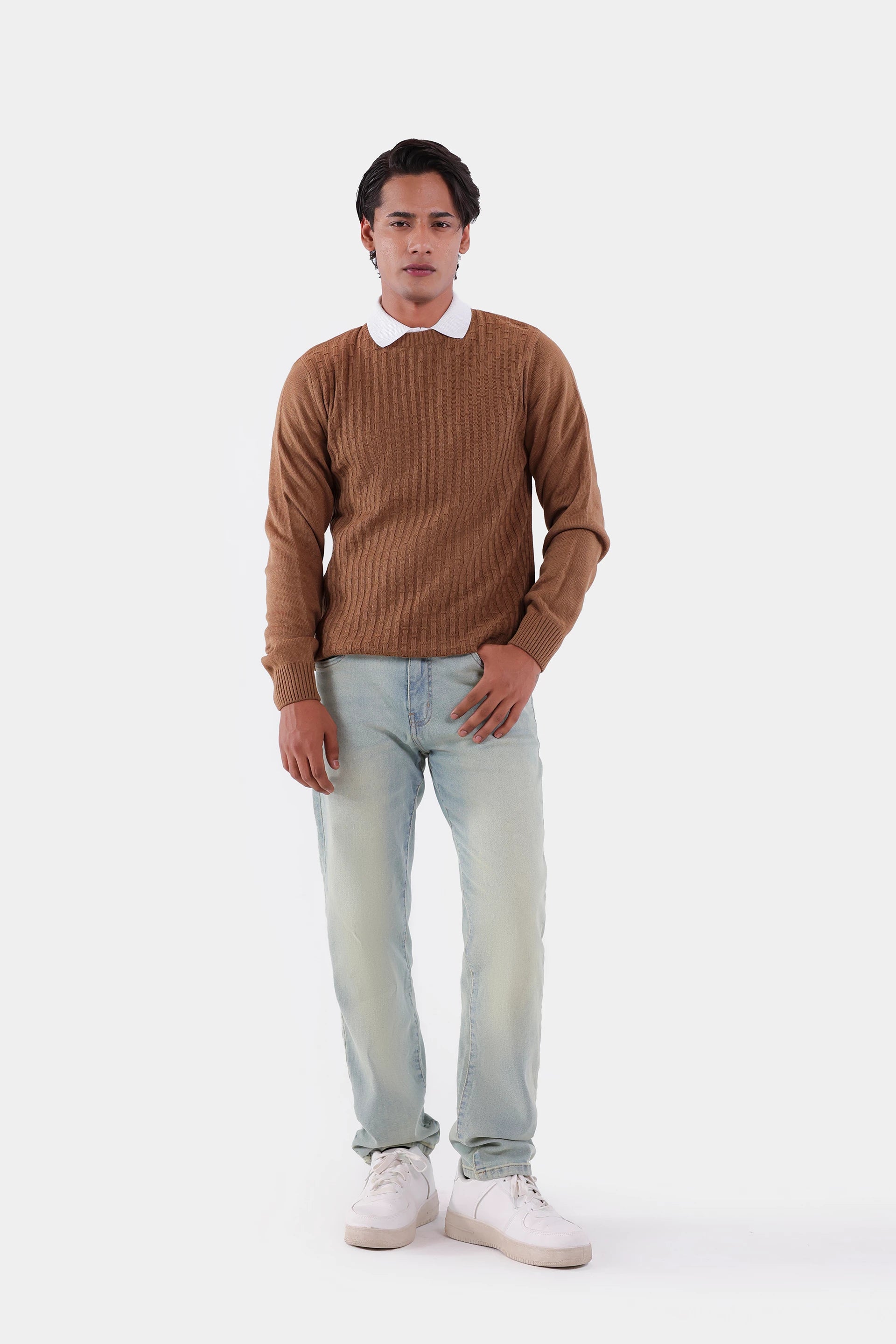 Ribbed Textured Knit Sweater - Cougar Clothing