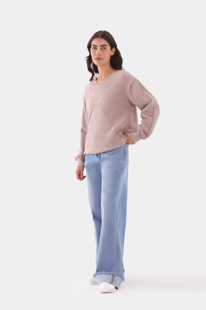 Sweater With Knit Lines - Cougar Clothing