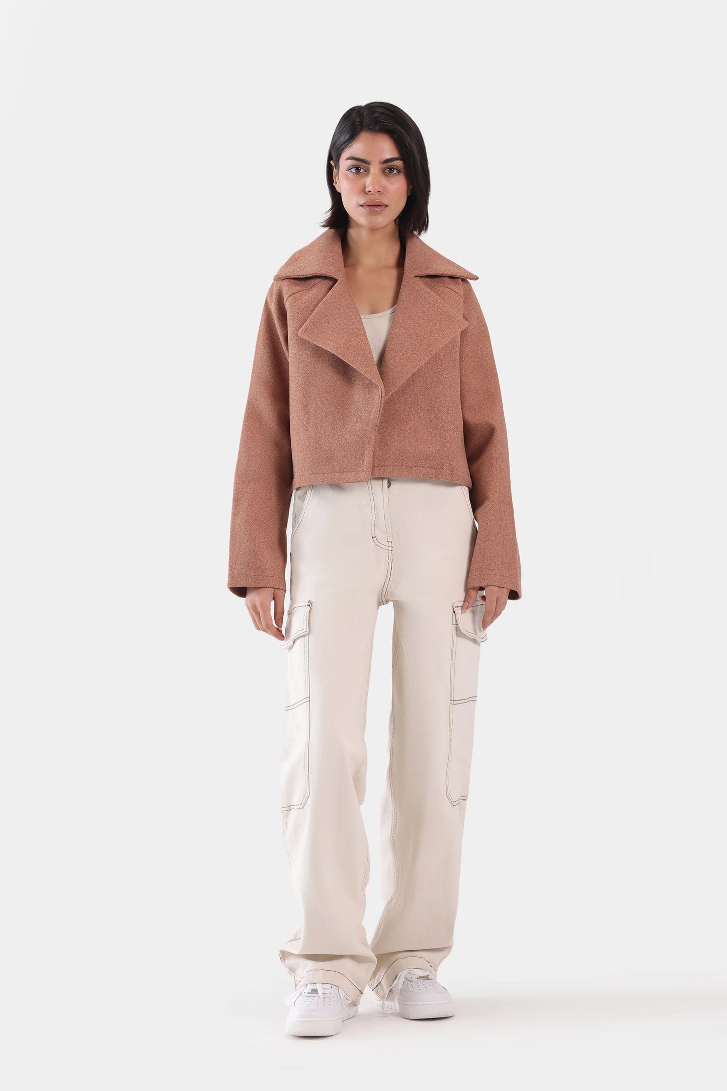 Notch Collar Cropped Jacket - Cougar Clothing