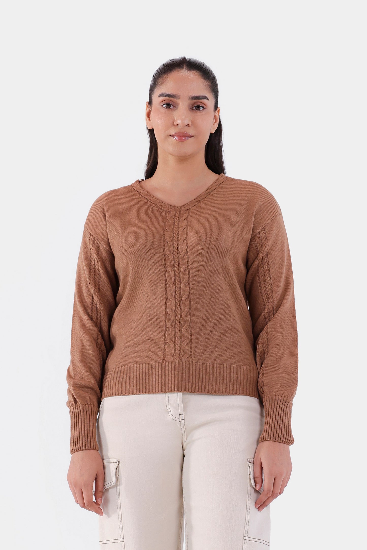 V-Neck Knit Sweater - Cougar Clothing