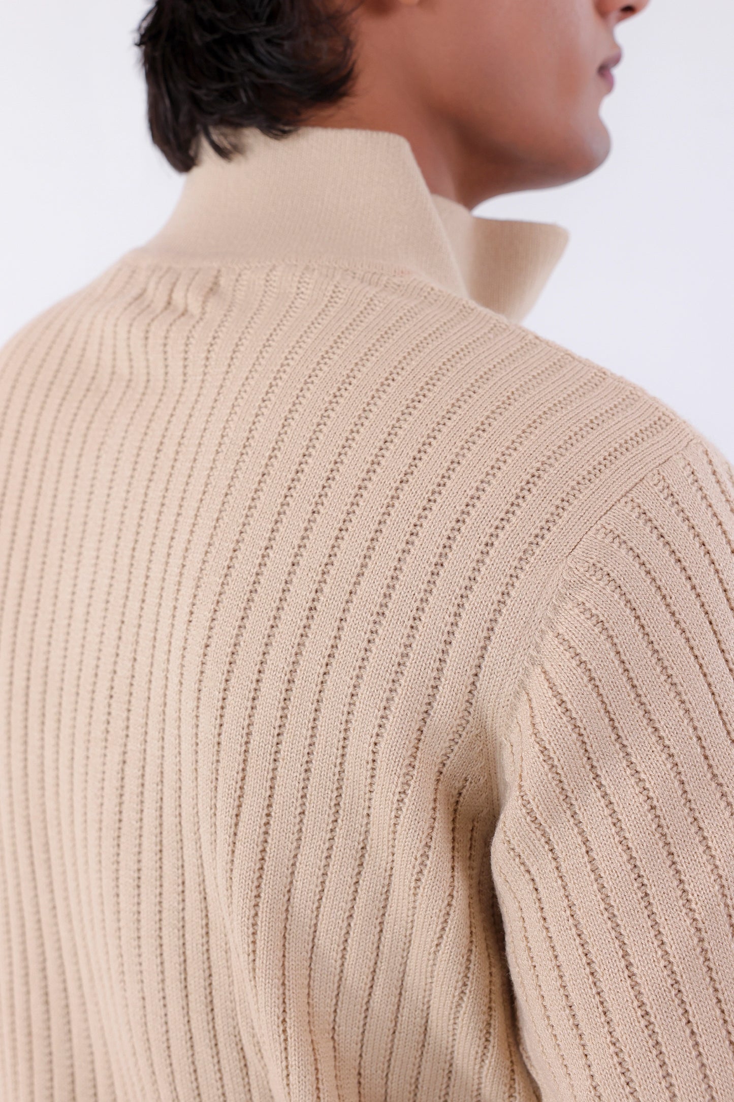 Rib Knit Quarter Sweater - Cougar Clothing