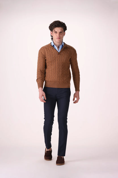 Cable Knit Quarter Zip Sweater - Cougar Clothing