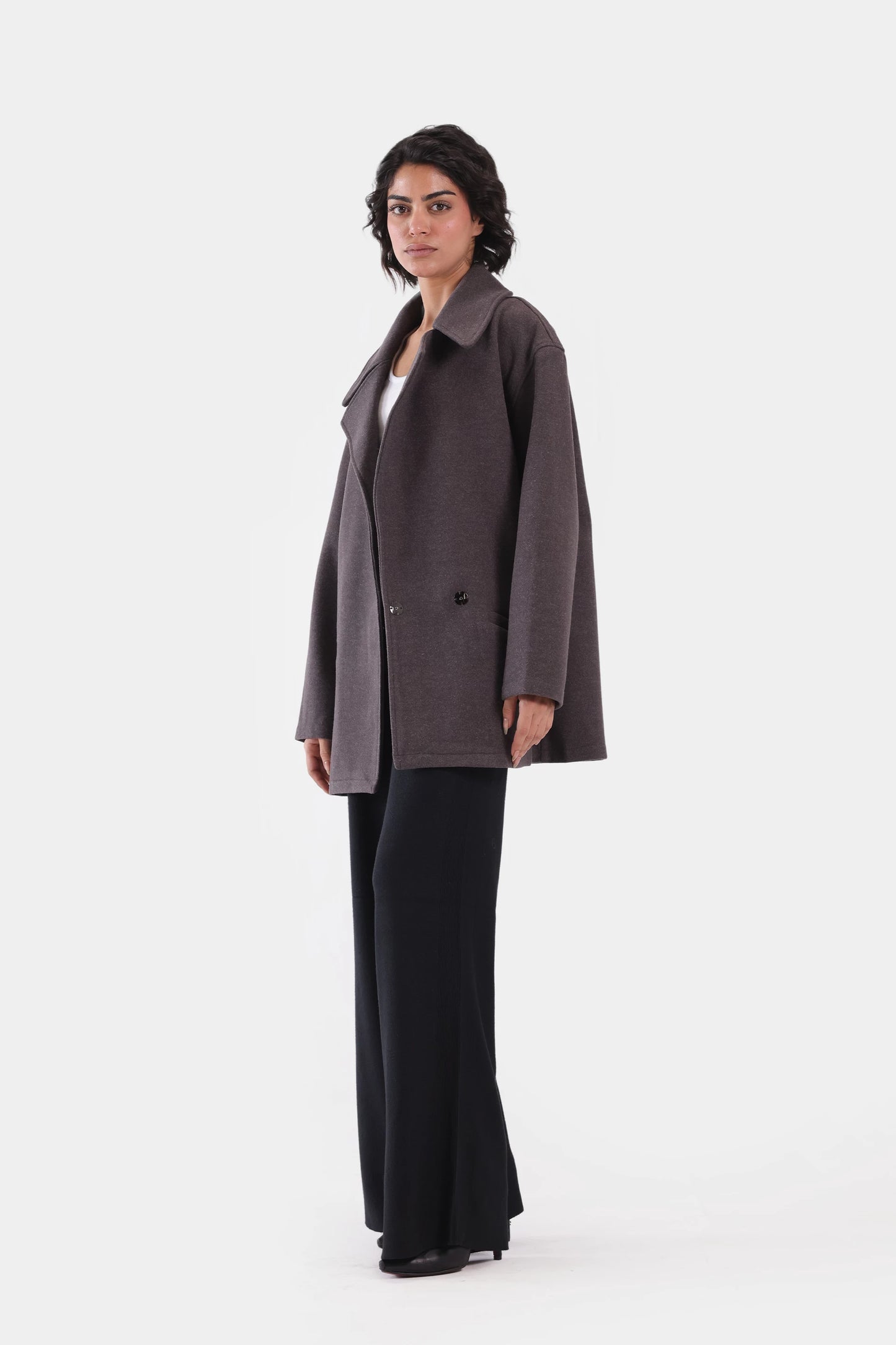 Lapel Collar Tweed Coat - Cougar Clothing