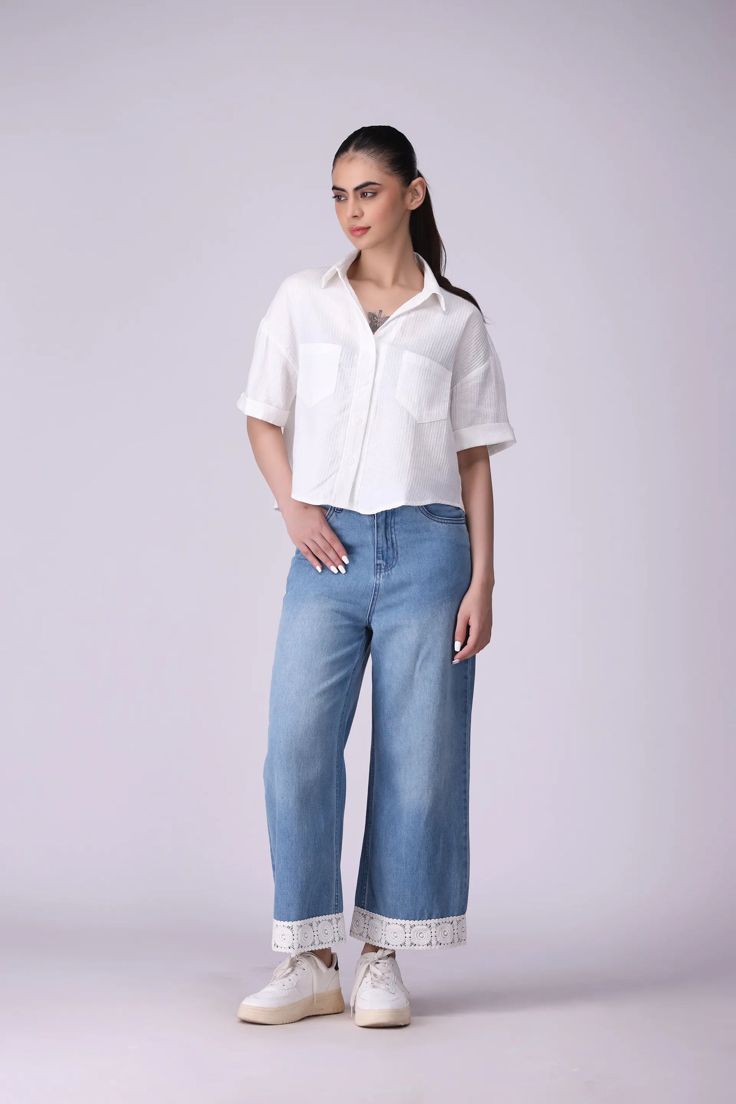 Textured Shirt With Patch Pockets - Cougar Clothing