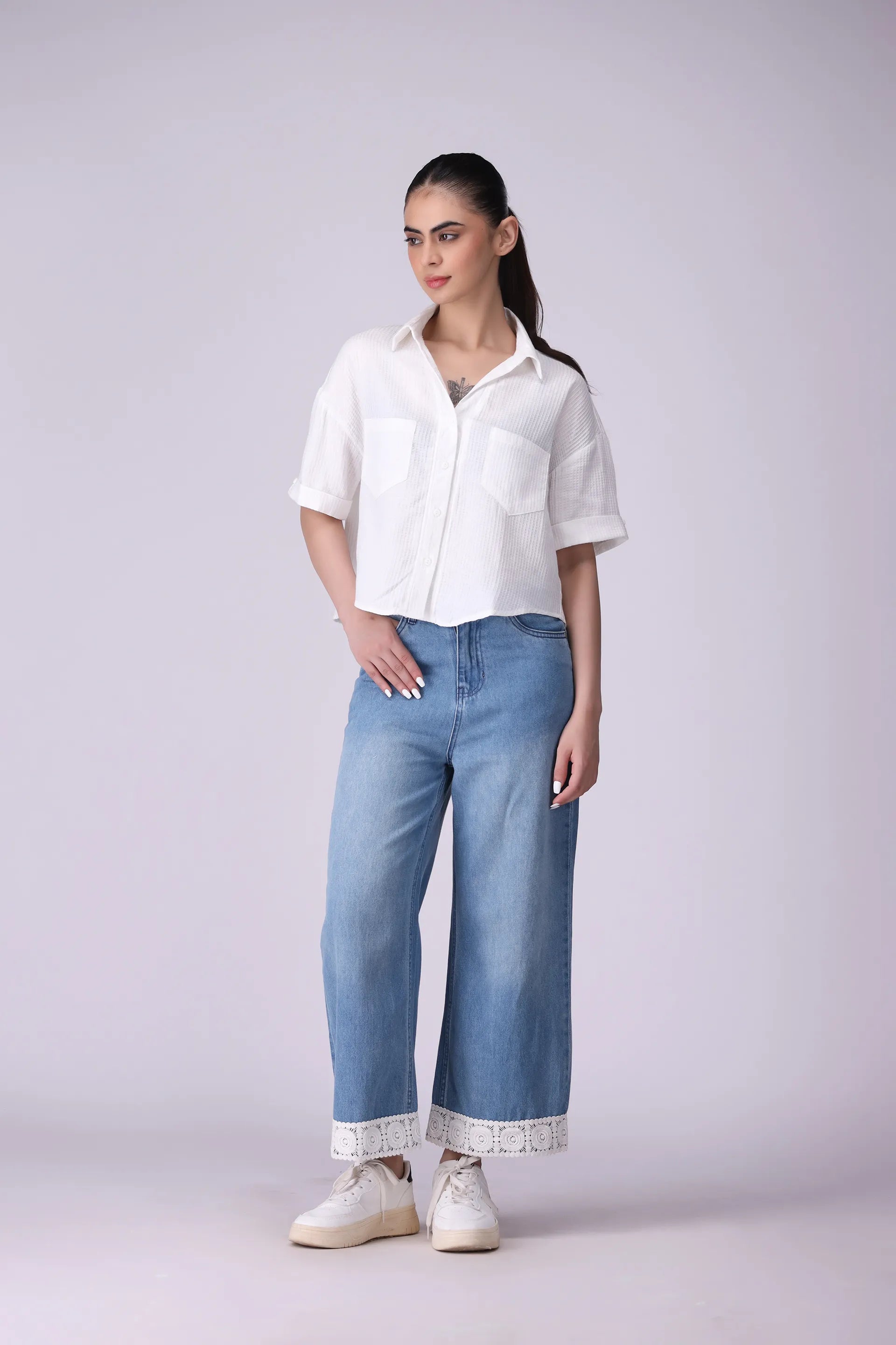 Textured Shirt With Patch Pockets - Cougar Clothing